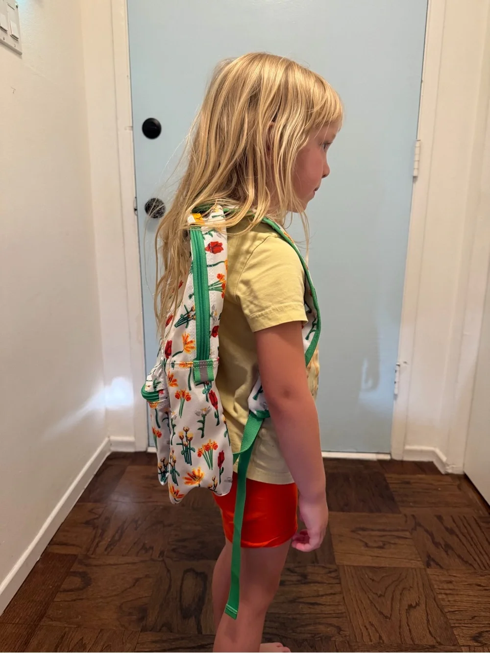 Lego White Floral Kids Backpack with Green Trim- NWT